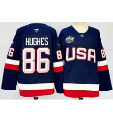 Men's USA #86 Jack Hughes Blue 2026 Stitched Jersey Men's USA #86 Jack Hughes Blue 2026 Stitched Jersey
