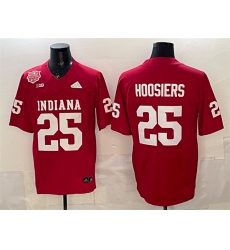 Men Indiana Hoosiers 25 Hoosiers Red F U S E  2025 National Champions Patch Stitched Football Jersey