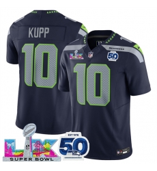 Women Seattle Seahawks 10 Cooper Kupp Navy 2025 F U S E  Super Bowl LX Patch And 50th Season Patch Vapor Limited Stitched Football Jersey 