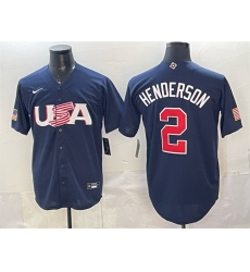 Men USA Baseball 2 Gunnar Henderson Navy World Baseball Classic Stitched Jersey