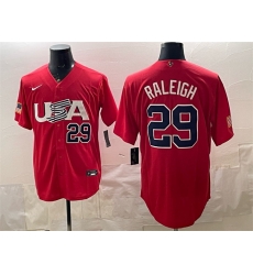 Men USA Baseball 29 Cal Raleigh 2023 Red World Baseball Classic Stitched Jersey Men USA Baseball 29 Cal Raleigh 2023 Red World Baseball Classic Stitched Jersey