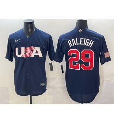 Men USA Baseball 29 Cal Raleigh Navy World Baseball Classic Stitched Jersey Men USA Baseball 29 Cal Raleigh Navy World Baseball Classic Stitched Jersey