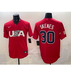 Men USA Baseball 30 Paul Skenes Red World Baseball Classic Stitched Jersey Men USA Baseball 30 Paul Skenes Red World Baseball Classic Stitched Jersey