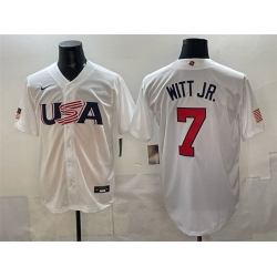 Men USA Baseball 7 Bobby Witt Jr  White World Baseball Classic Stitched Jersey
