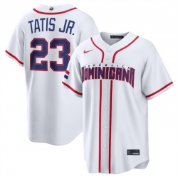 Men Dominican Republic Baseball  Fernando Tatis Jr  White 2026 World Baseball Classic Home Stadium Stitched Jersey