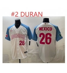 Men Mexico Baseball #2 Duran White 2026 World Baseball Classic Home Stadium Stitched Jersey Men Mexico Baseball #2 Duran White 2026 World Baseball Classic Home Stadium Stitched Jersey