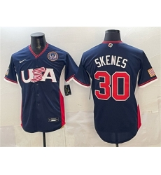 Men USA Baseball 30 Paul Skenes Navy 2026 World Baseball Classic United States 250th Anniversary Patch Road Stadium Stitched Jersey Men USA Baseball 30 Paul Skenes Navy 2026 World Baseball Classic United States 250th Anniversary Patch Road Stadium Stitched Jersey