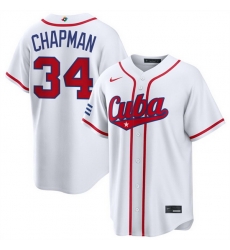 Men Cuba Baseball 34 Emmanuel Chapman White 2026 World Baseball Classic Home Stadium Stitched Jersey Men Cuba Baseball 34 Emmanuel Chapman White 2026 World Baseball Classic Home Stadium Stitched Jersey