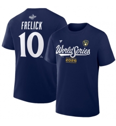 Men Milwaukee Brewers 10 Sal Frelick Navy 2026 World Series Name Number T Shirt Men Milwaukee Brewers 10 Sal Frelick Navy 2026 World Series Name Number T Shirt